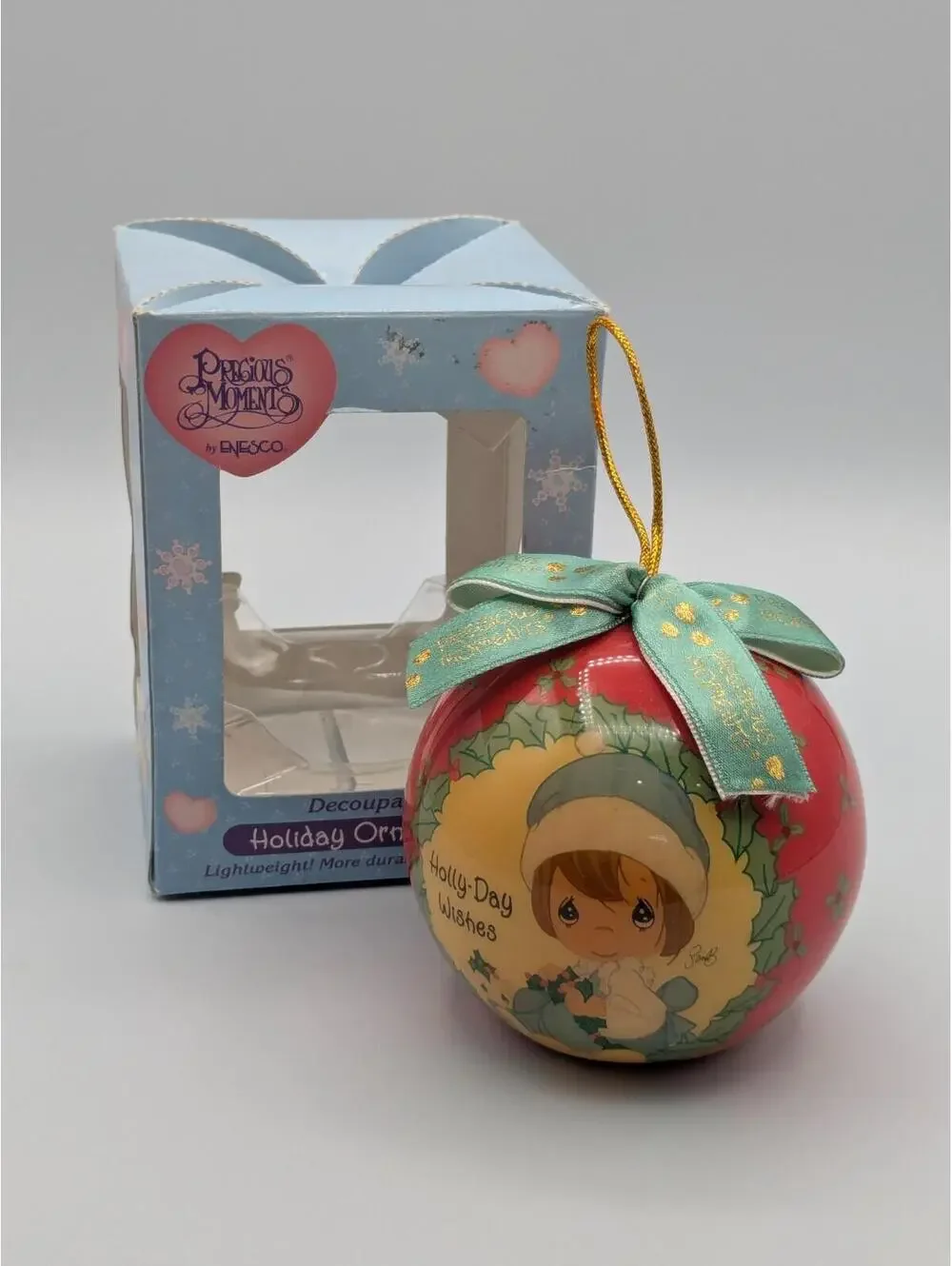 Precious Moments Decoupage Holiday Ornament 1997